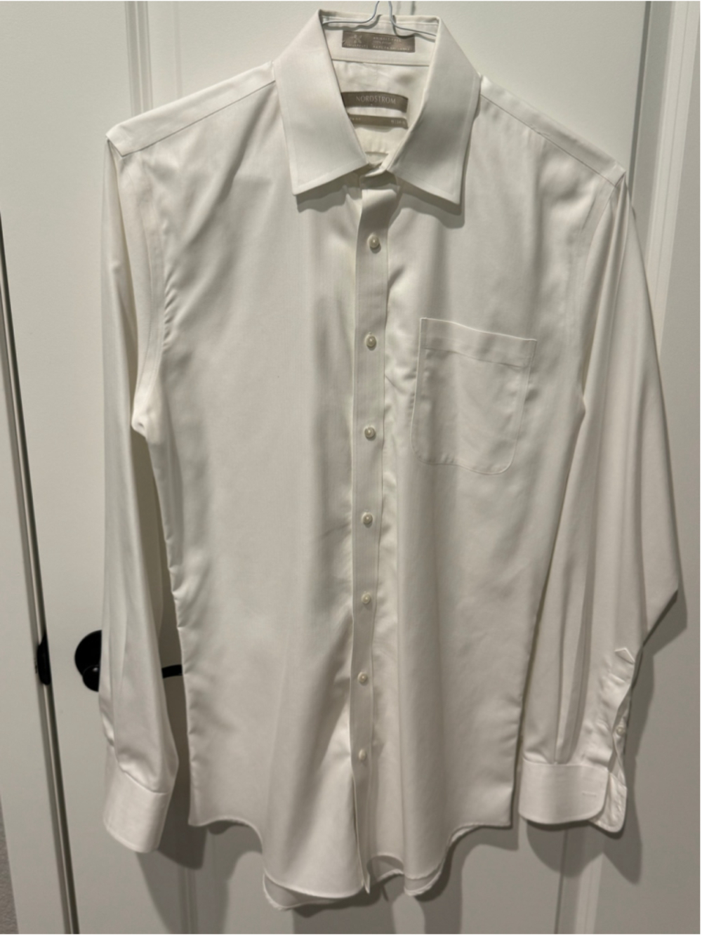 Men's Nordstrom Dress Shirt, White, Size Neck 15/34-35, Trim Fit